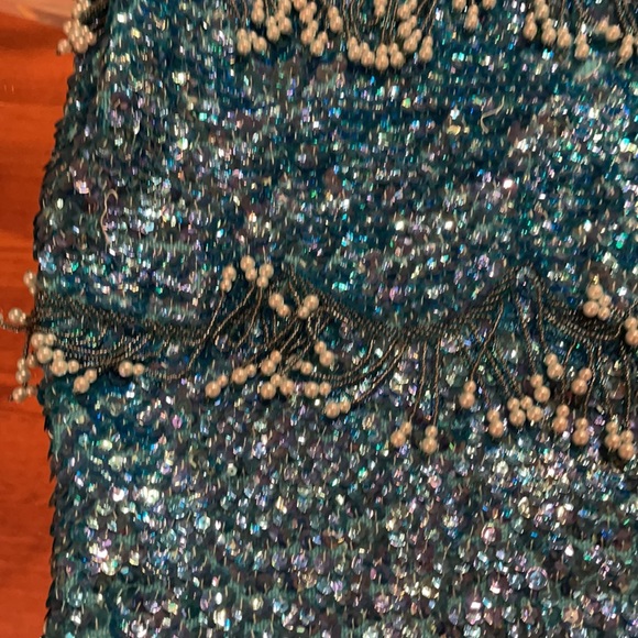 Turquoise Hand Beaded Wool Top from Japan - Picture 3 of 7